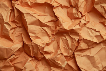 Close-up texture of crumpled brown paperの素材