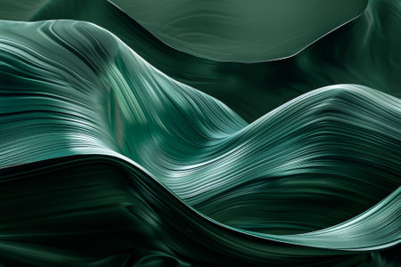 Abstract Green Silk Fabric Waves Textureの素材