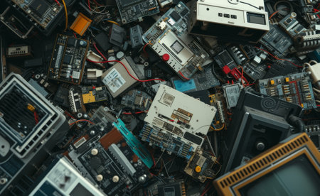 Pile of Electronic Waste and Componentsの素材