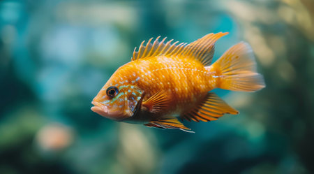 Vibrant tropical fish swimming in clear blue waterの素材