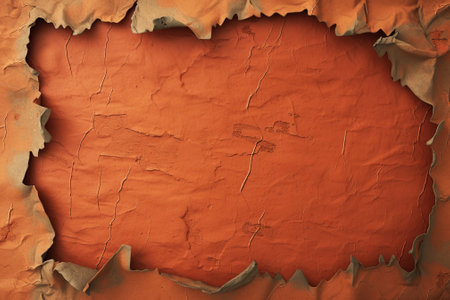 Peeling paint on a textured wall creating an abstract backgroundの素材