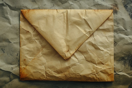 Vintage paper envelope on a textured backgroundの素材