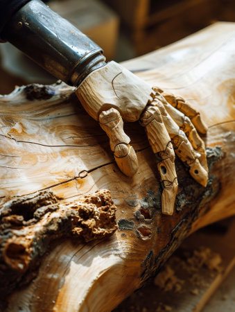 Artisan Carving Wood Detail with Chiselの素材