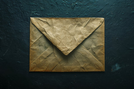 Vintage paper envelope on dark textured backgroundの素材