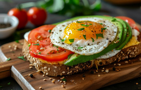 Healthy Avocado Toast with Egg and Tomatoesの素材