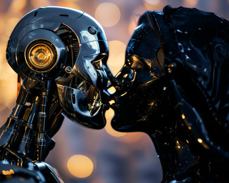 Futuristic Robots Engaging in a Human-like Interactionの素材