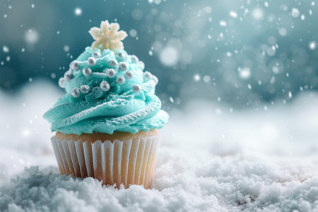 Winter Holiday Cupcake with Festive Decorationの素材