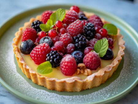 Fresh Fruit Tart on a Plateの素材