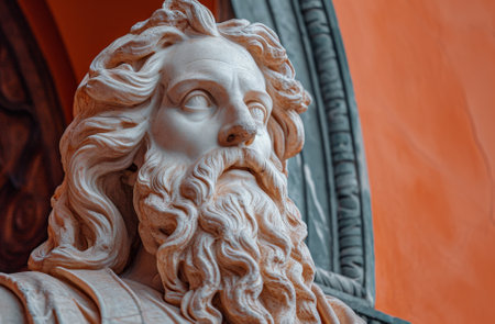 Close-up of a classical sculpture with intricate detailsの素材
