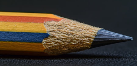 Close-up of a Sharpened Pencil on a Dark Backgroundの素材