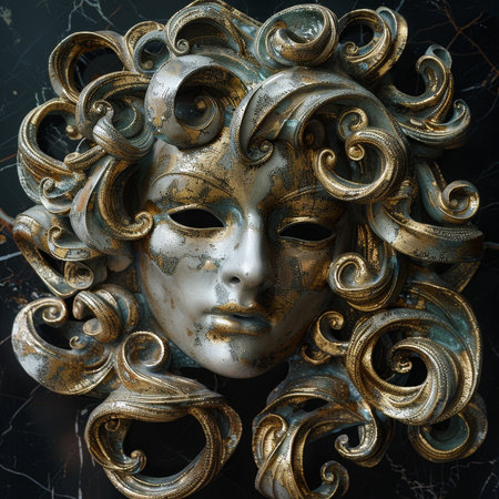 Elegant Venetian mask with intricate baroque detailsの素材
