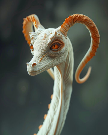 Fantasy Creature with Horns and Orange Eyesの素材