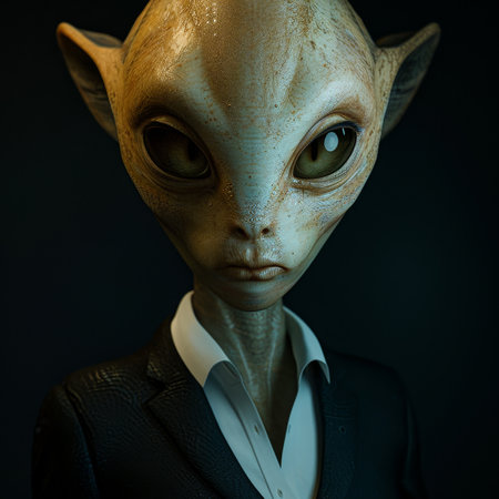 Portrait of an Alien Creature in Business Attireの素材