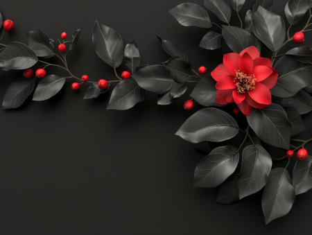 Elegant floral arrangement on a dark backgroundの素材