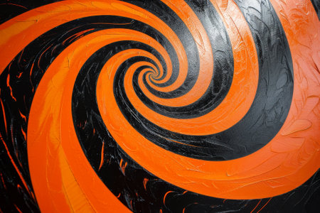 Abstract orange and black swirl patternの素材