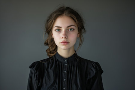 Portrait of a Young Woman with Intense Gazeの素材