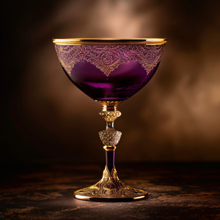 Elegant vintage goblet on a dark backgroundの素材