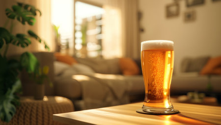 Cozy Evening with a Glass of Beer at Homeの素材