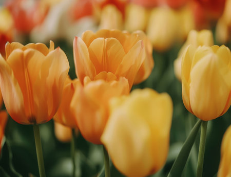 Vibrant Orange Tulips in Bloomの素材