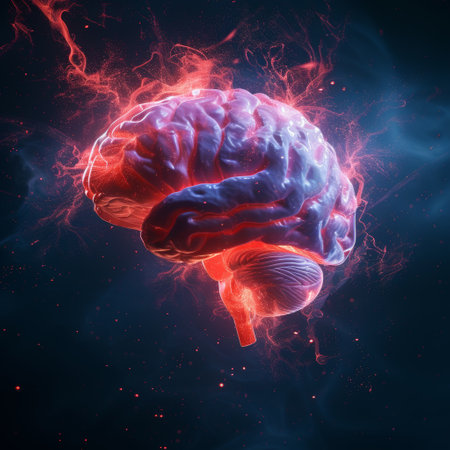 Glowing Human Brain with Neural Activity Sparksの素材