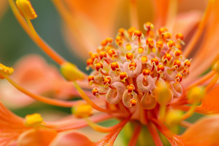 Close-up of Vibrant Orange Flower Pollenの素材