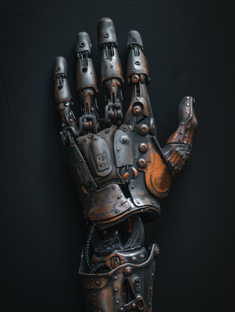 Detailed robotic hand showing advanced technologyの素材