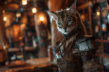 Fantasy warrior cat in armorの素材