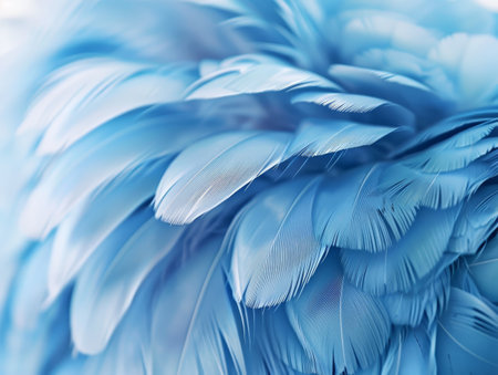 Soft blue feathers texture close-upの素材