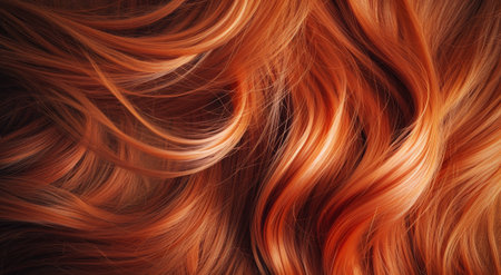 Close-up of vibrant red hair flowing beautifullyの素材
