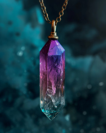 Vibrant Crystal Pendant on a Dark Backgroundの素材