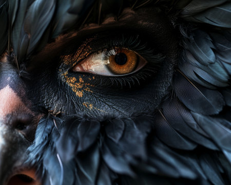Mysterious gaze with feathered maskの素材