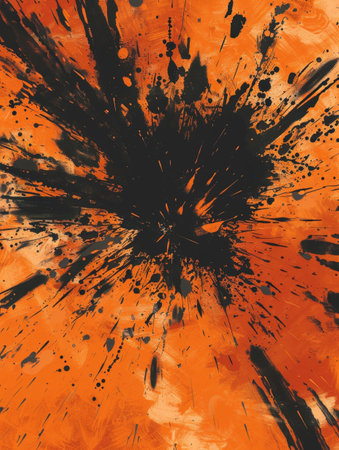 Explosive orange and black abstract artの素材