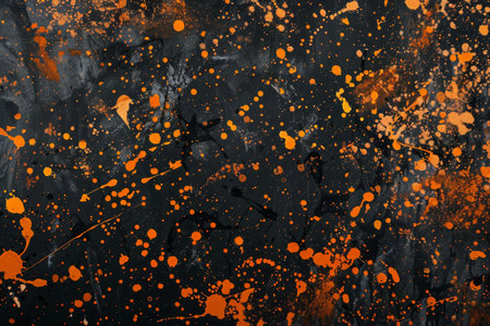 Abstract orange and black paint splatter backgroundの素材