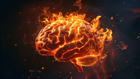 Fiery Human Brain Concept Illustrationの素材
