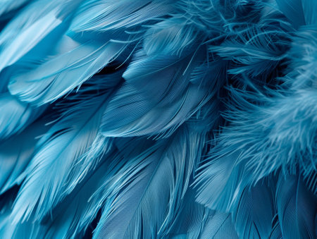 Close-up of blue feathers with soft textureの素材
