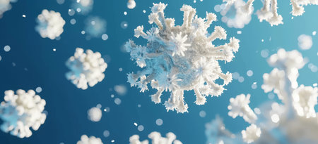 3D Illustration of Virus Particles in the Airの素材