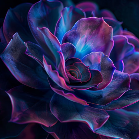 Vibrant Neon Glow on Abstract Floral Designの素材