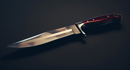 Elegant kitchen knife on a dark backgroundの素材