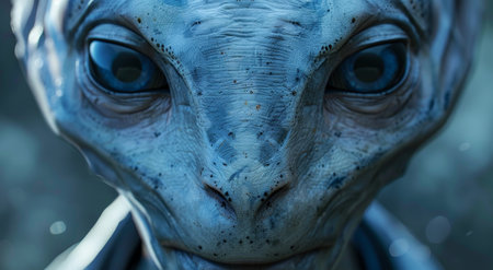 Close-up of an Alien Face with Intricate Detailsの素材