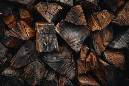 Stack of freshly cut firewoodの素材