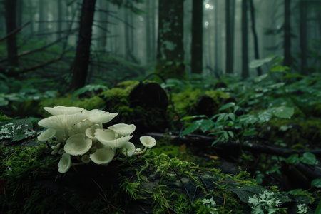 Mystical Forest Mushrooms in Misty Woodsの素材