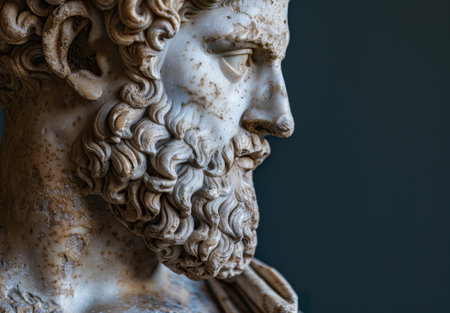 Close-up of a classical marble statue with intricate detailsの素材