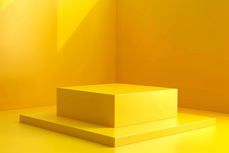 Minimalist Yellow Background with Geometric Shapesの素材