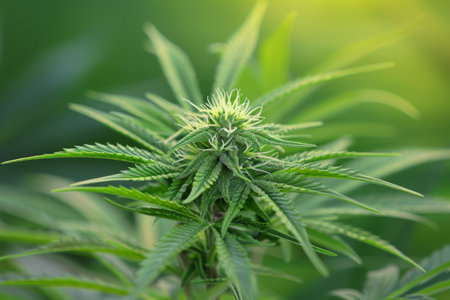 Close-up of a Cannabis Plant in Natural Lightの素材