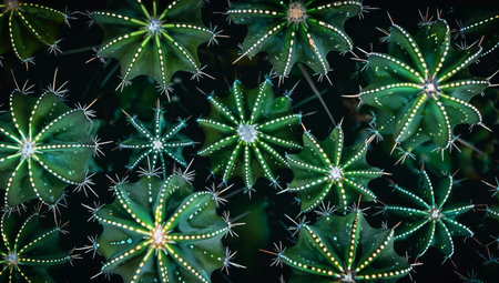 Vibrant cactus garden from top viewの素材