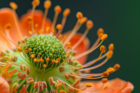 Vivid Macro Shot of Flower Stamen and Pollenの素材