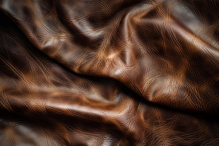 Close-up Texture of Rich Brown Leatherの素材