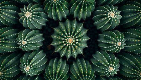 Symmetrical Cactus Pattern in Dark Tonesの素材
