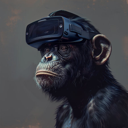 Chimpanzee experiencing virtual realityの素材