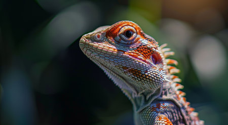 Close-up of a Colorful Lizard in Natural Habitatの素材
